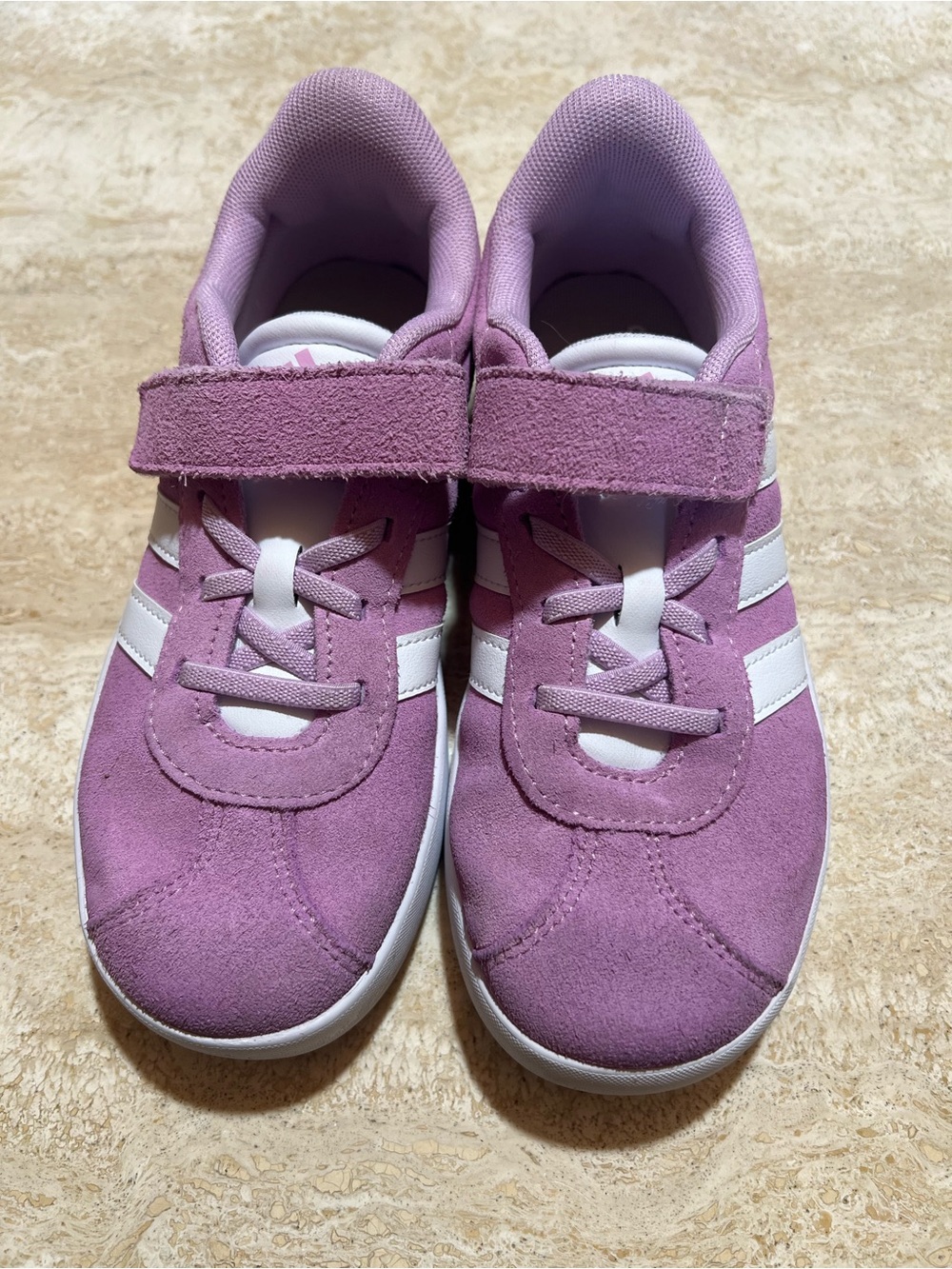 Adidas VL Court 3.0 EL C Suede Sneakers in Lavender with White Stripes